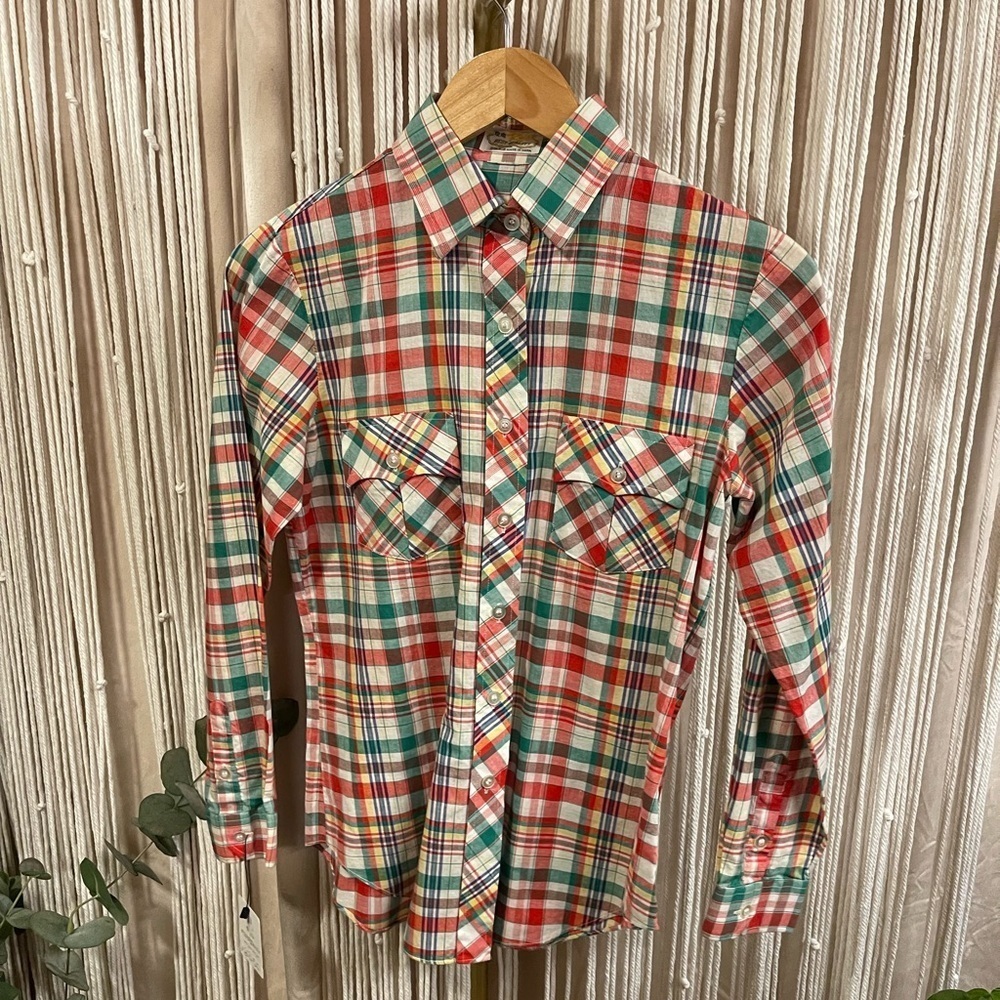 Vintage Rose Best Quality Button-Up Shirt Long sleeve Plaid multicolor S / XS
